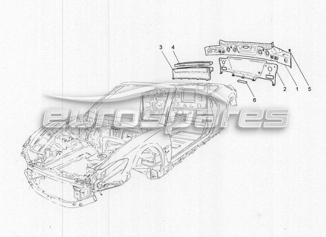 maserati grancabrio mc centenario schéma des pièces de la carrosserie et des panneaux de garniture extérieurs arrière