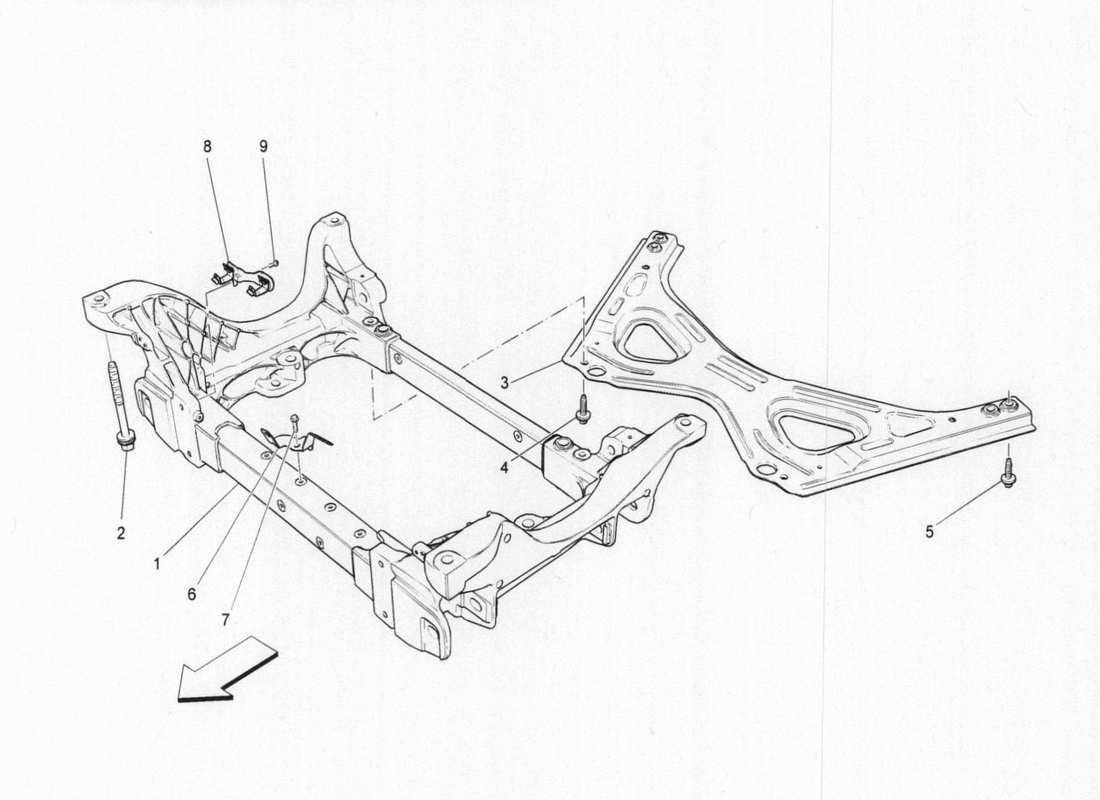 maserati qtp. v6 3.0 bt 410bhp 2015 diagramme des pièces du sous-châssis avant