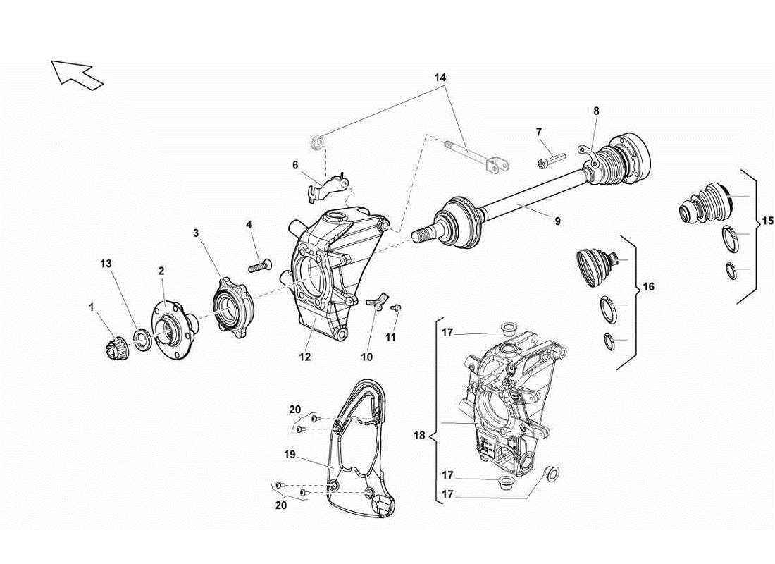 lamborghini gallardo lp570-4s perform arbre de transmission arrière schéma des pièces