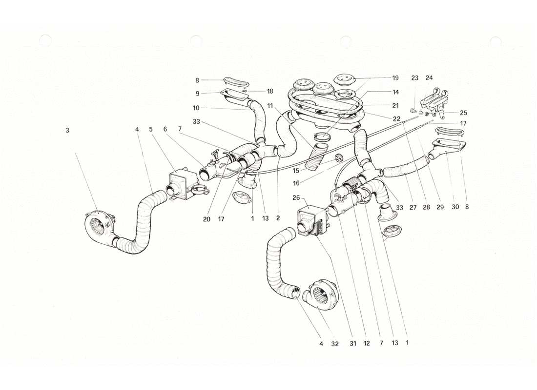 ferrari 208 gtb gts système de chauffage schéma des pièces