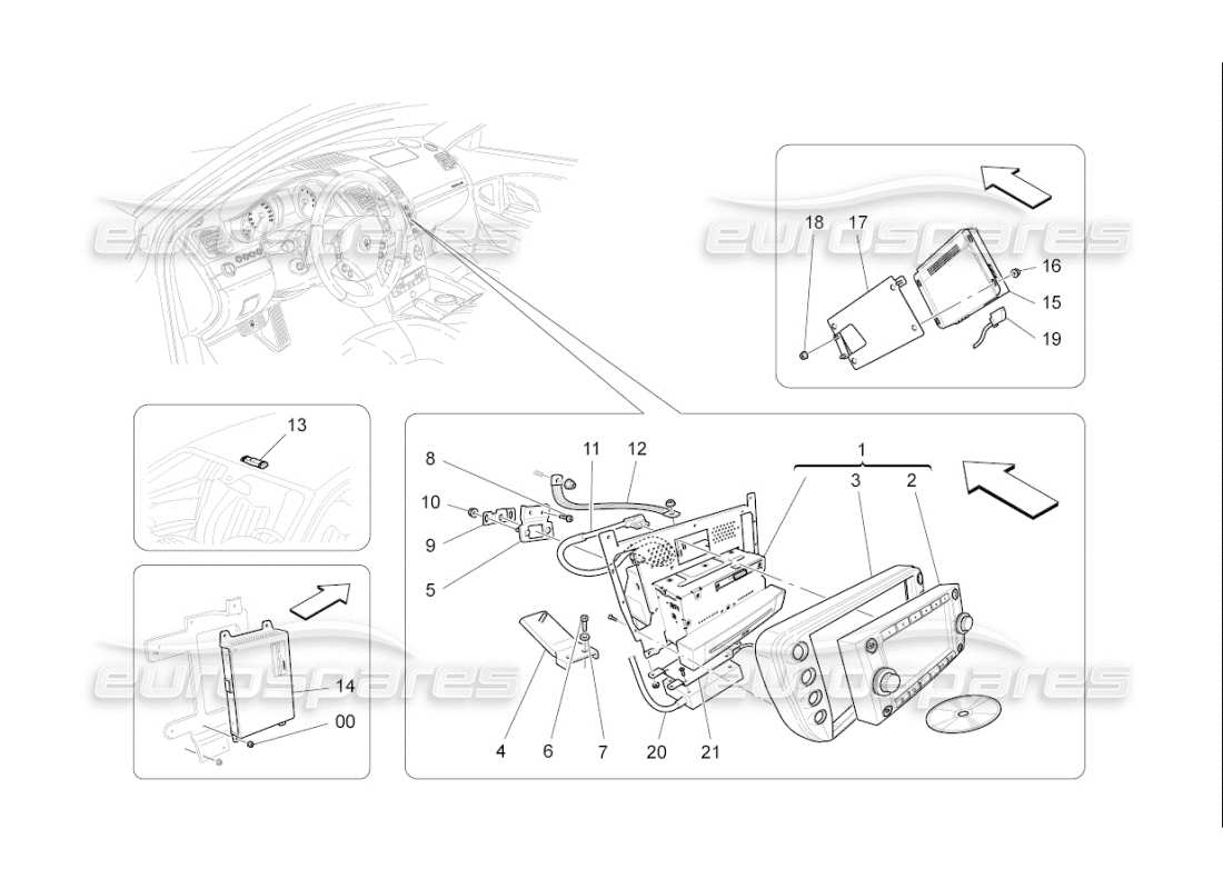 maserati qtp. (2009) 4.7 auto diagramme des pièces du système informatique