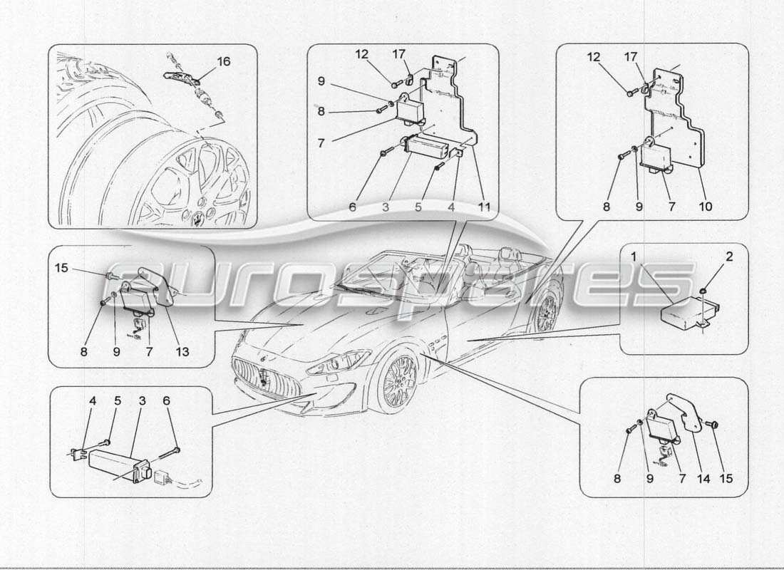 maserati grancabrio mc centenario schéma des pièces du système de contrôle de pression pneumatique