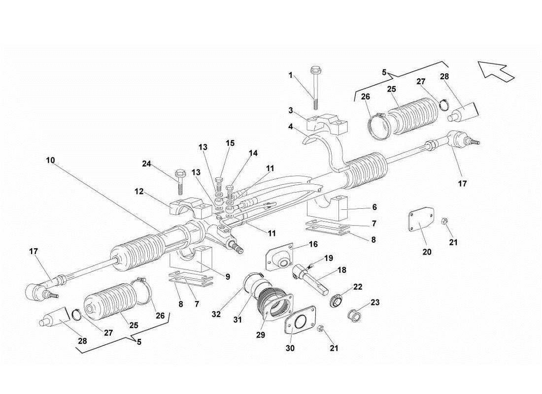 lamborghini gallardo lp560-4s update schéma des pièces de la crémaillère de direction