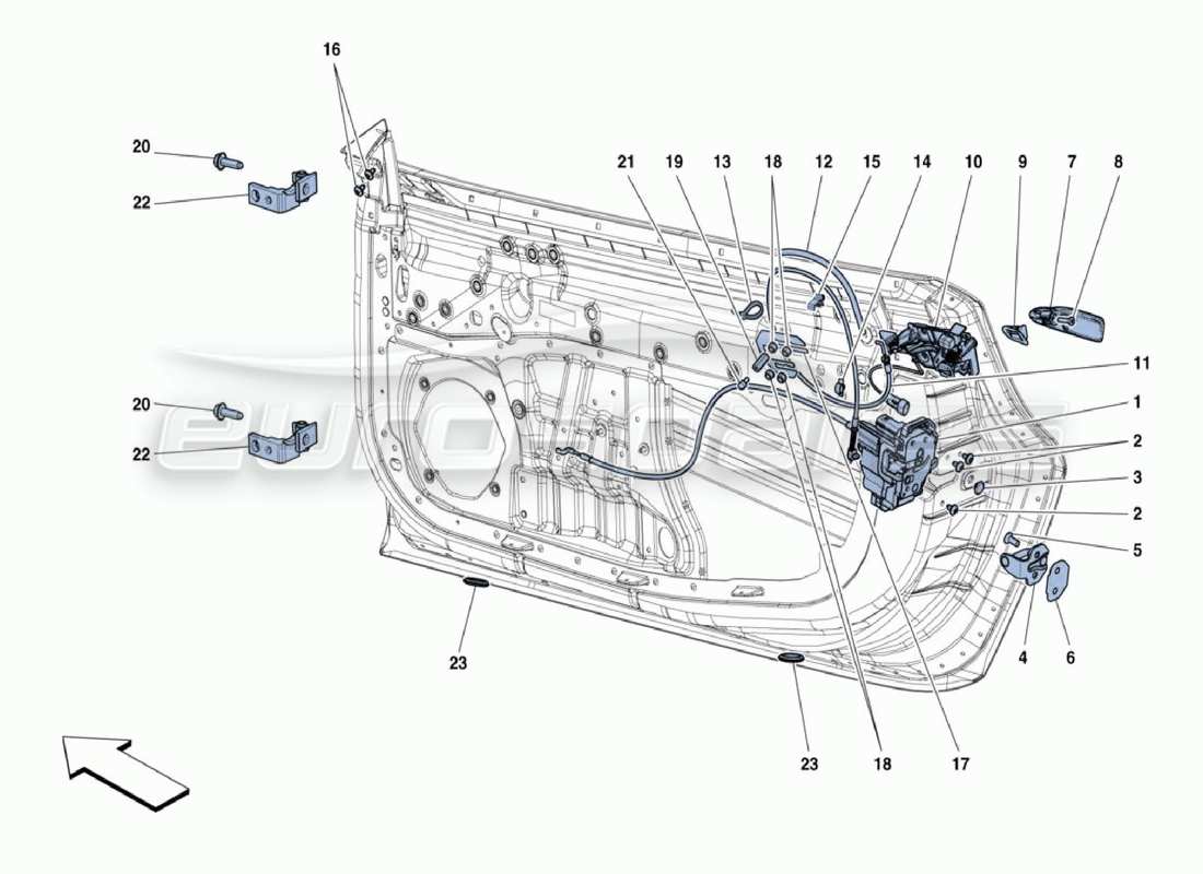 ferrari 488 challenge serrure de porte schéma des pièces