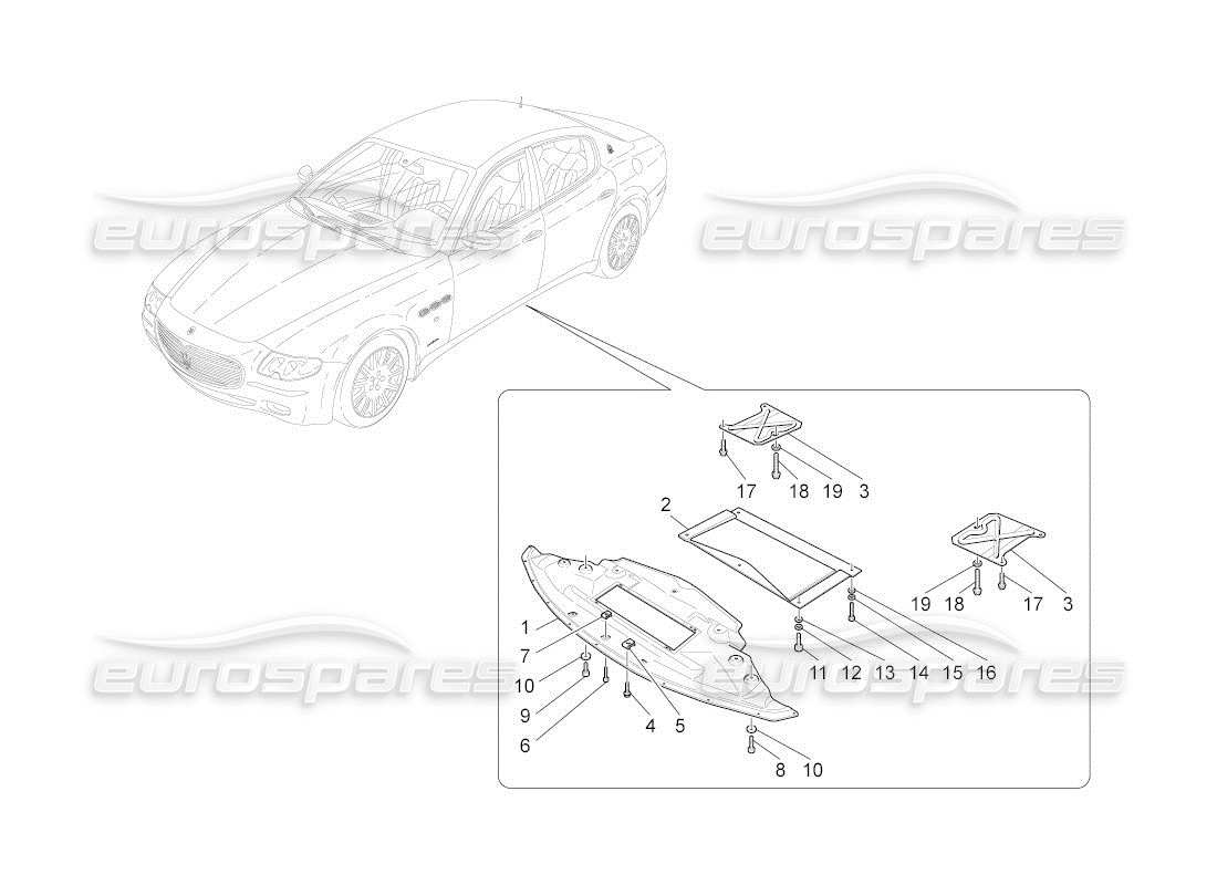 maserati qtp. (2011) 4.2 auto schéma des pièces du soubassement et des protections de soubassement