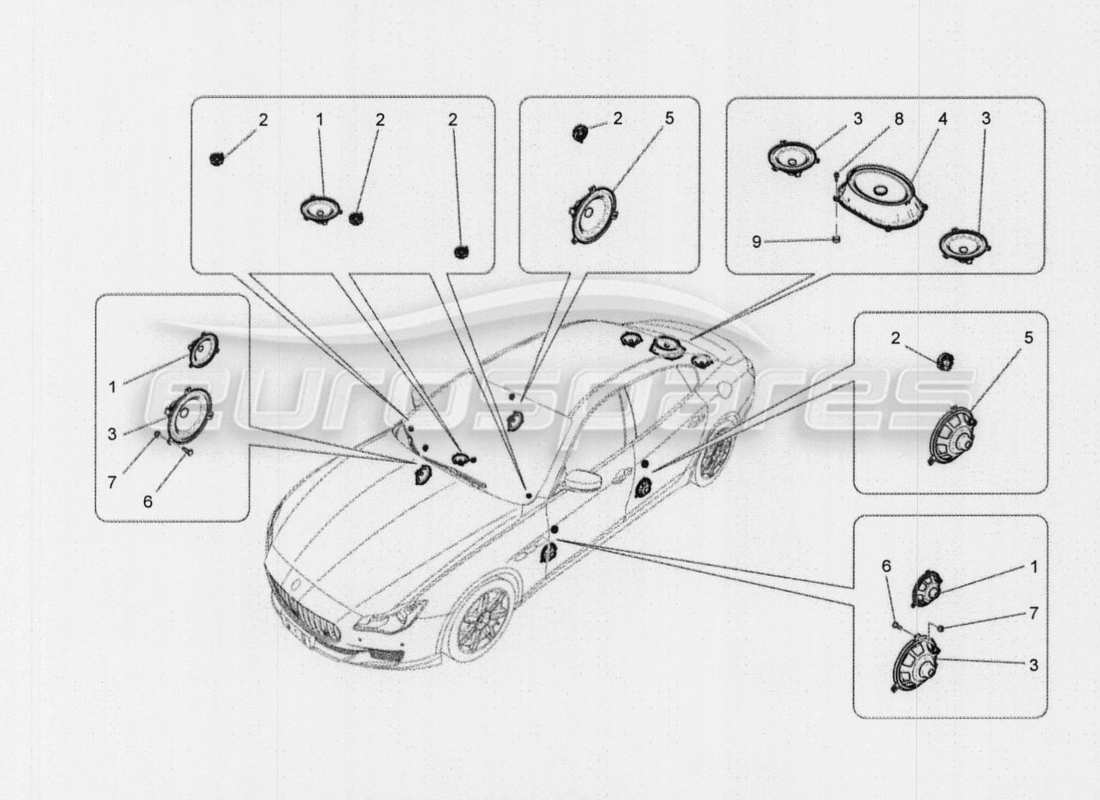 maserati qtp. v8 3.8 530bhp auto 2015 diagramme des pièces du système informatique