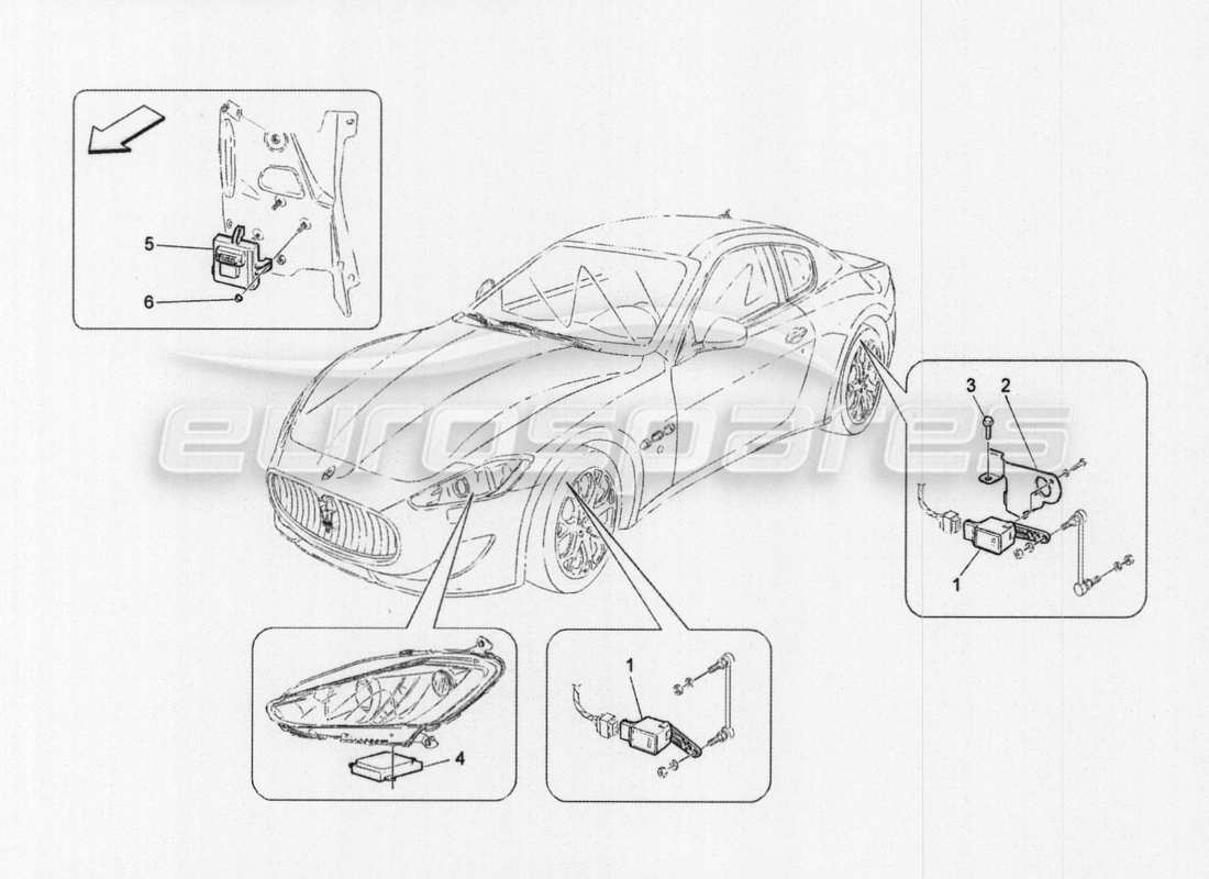 maserati granturismo special edition schéma des pièces de commande du système d'éclairage