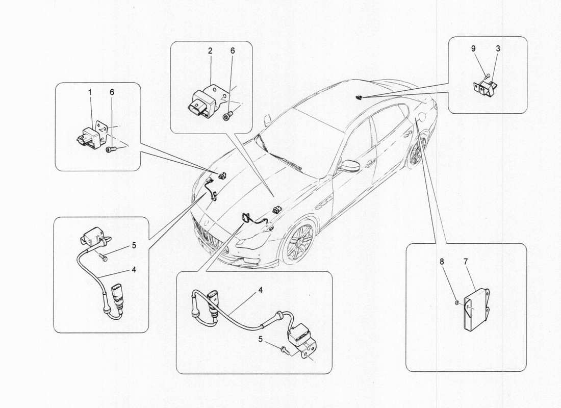 maserati qtp. v6 3.0 tds 275bhp 2017 commande électronique d'injection et de moteur : schéma des pièces de suspension