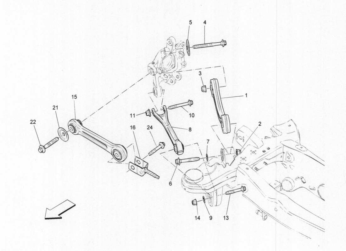 maserati qtp. v6 3.0 bt 410bhp 2015 schéma des pièces de la suspension arrière