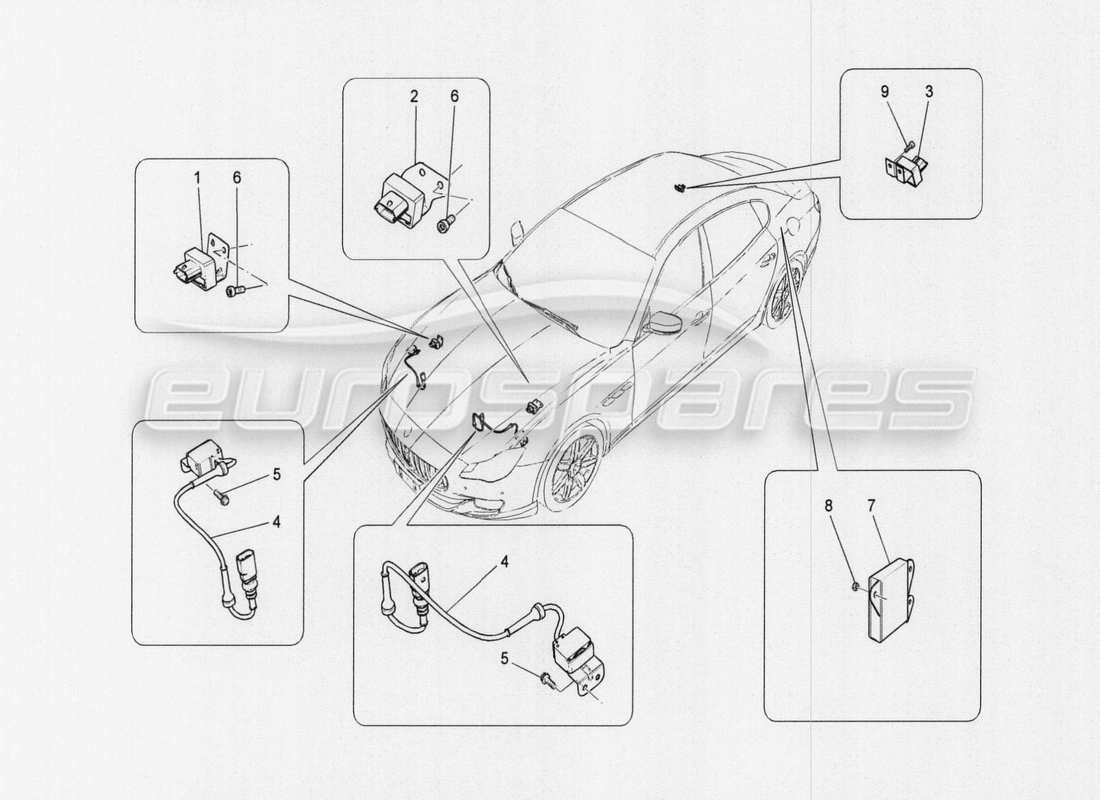 maserati qtp. v8 3.8 530bhp auto 2015 contrôle électronique : diagramme des pièces de suspension