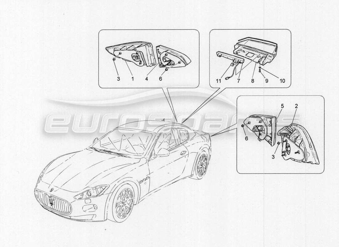 maserati granturismo special edition tailight groups schéma des pièces