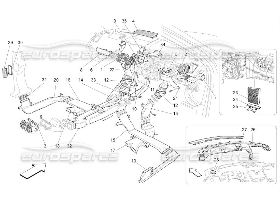 maserati qtp. (2010) 4.7 auto unité a c : diagramme des pièces de diffusion