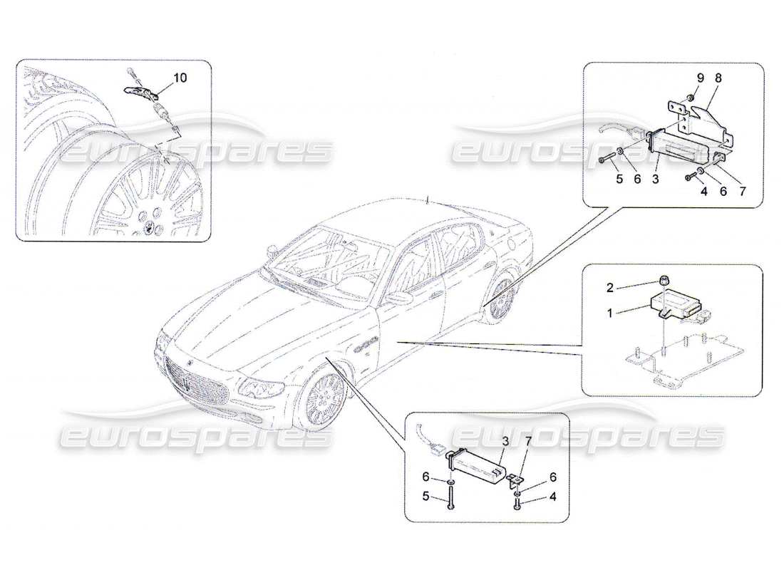 maserati qtp. (2010) 4.7 système de surveillance de la pression des pneus schéma des pièces