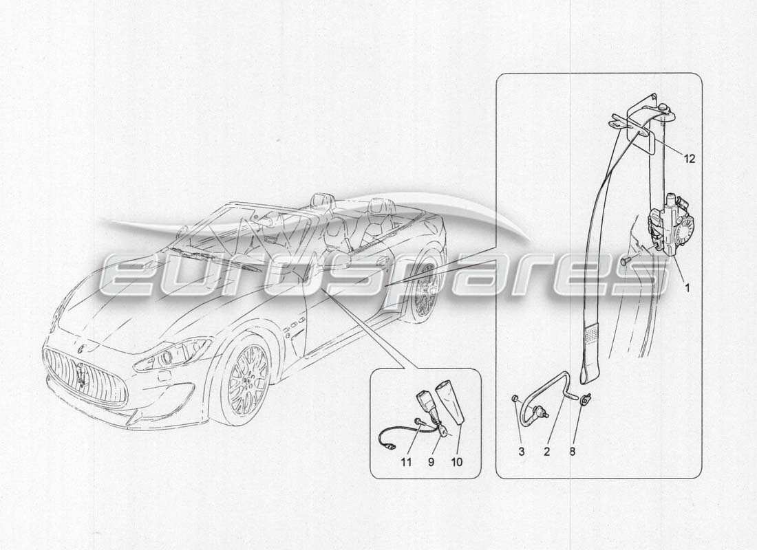 maserati grancabrio mc centenario schéma des pièces des ceintures de sécurité avant