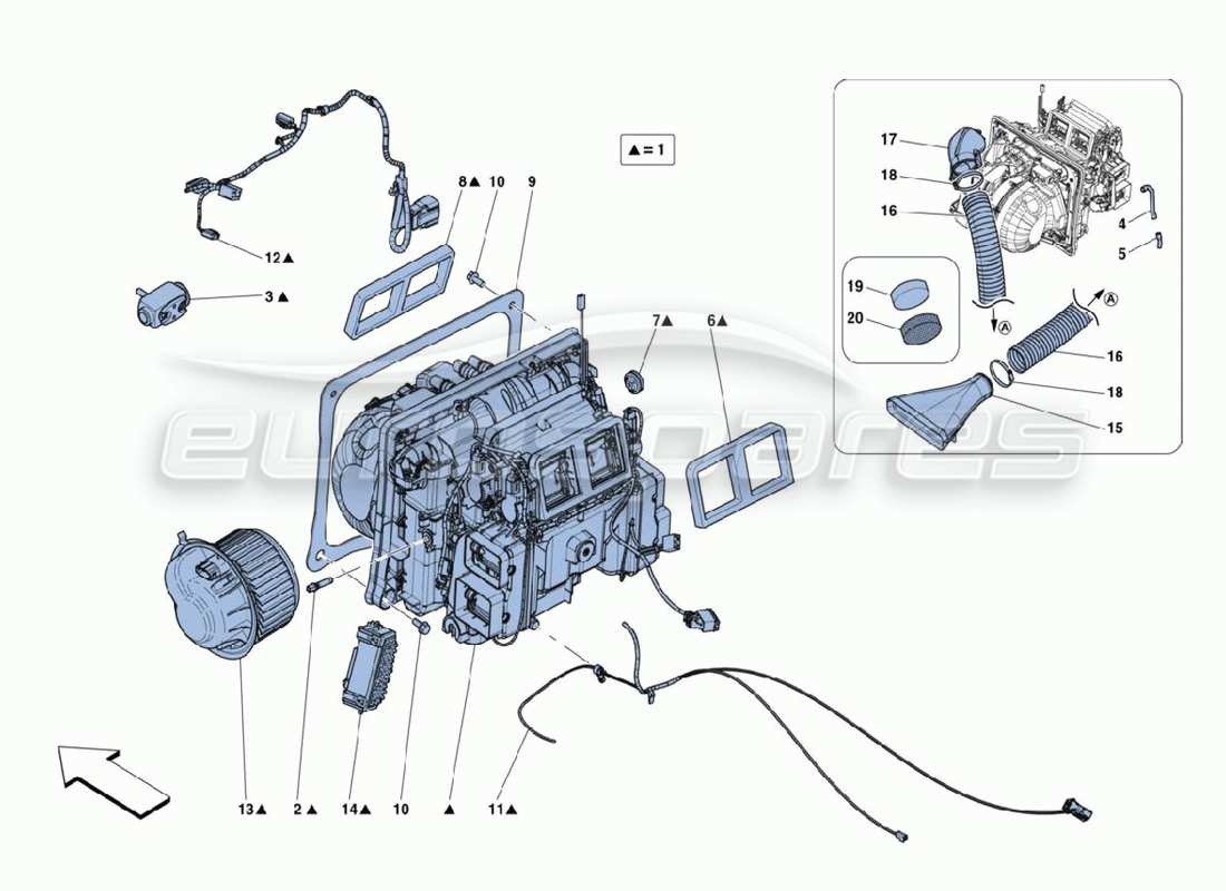 ferrari 488 challenge schéma des pièces de la matrice de chauffage