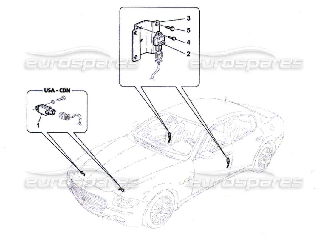 maserati qtp. (2010) 4.7 diagramme des pièces des capteurs de collision