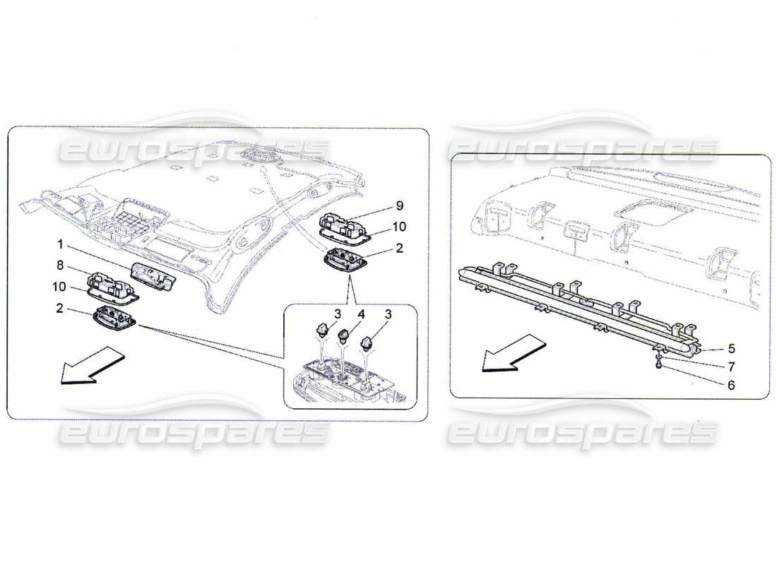 maserati qtp. (2010) 4.7 schéma des pièces des dispositifs internes du véhicule