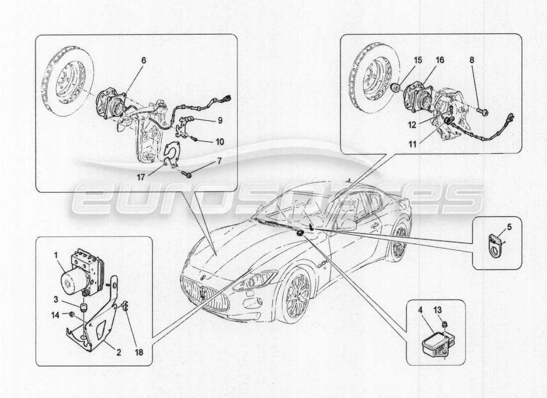 maserati granturismo special edition schéma des pièces des systèmes de commande de freinage