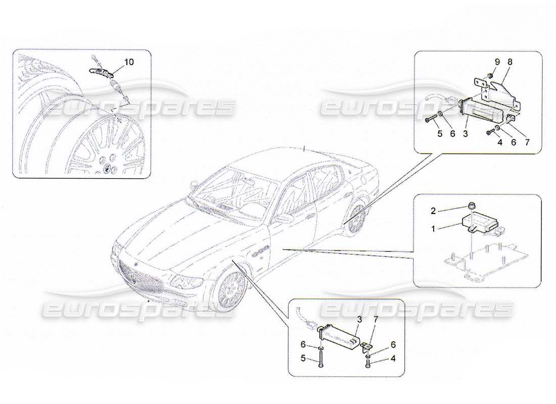 maserati qtp. (2010) 4.2 système de surveillance de la pression des pneus schéma des pièces