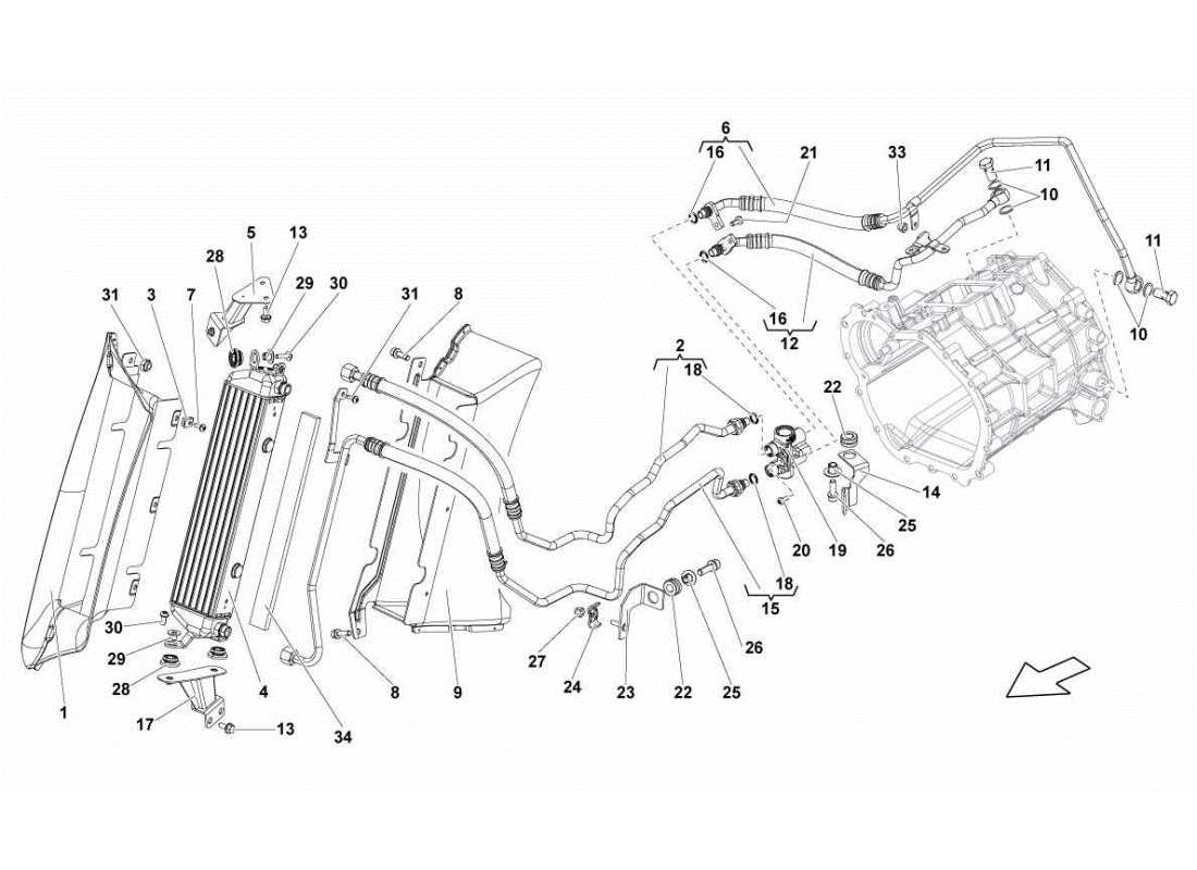 lamborghini gallardo sts ii sc refroidisseur d'huile schéma des pièces