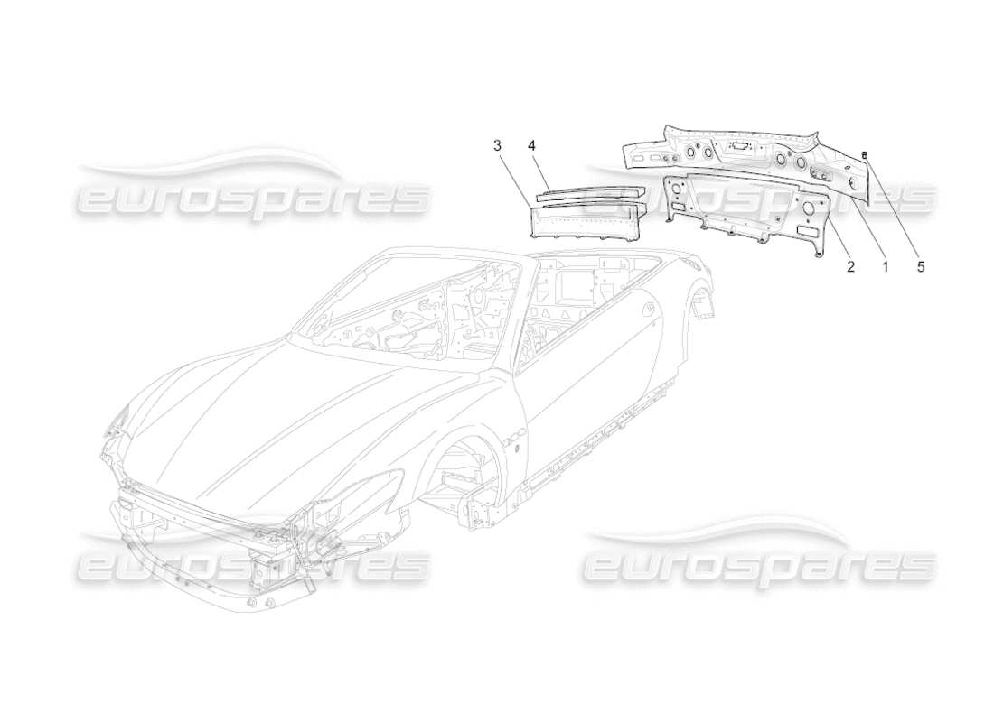 maserati grancabrio (2011) 4.7 schéma des pièces de la carrosserie et des panneaux de garniture extérieurs arrière