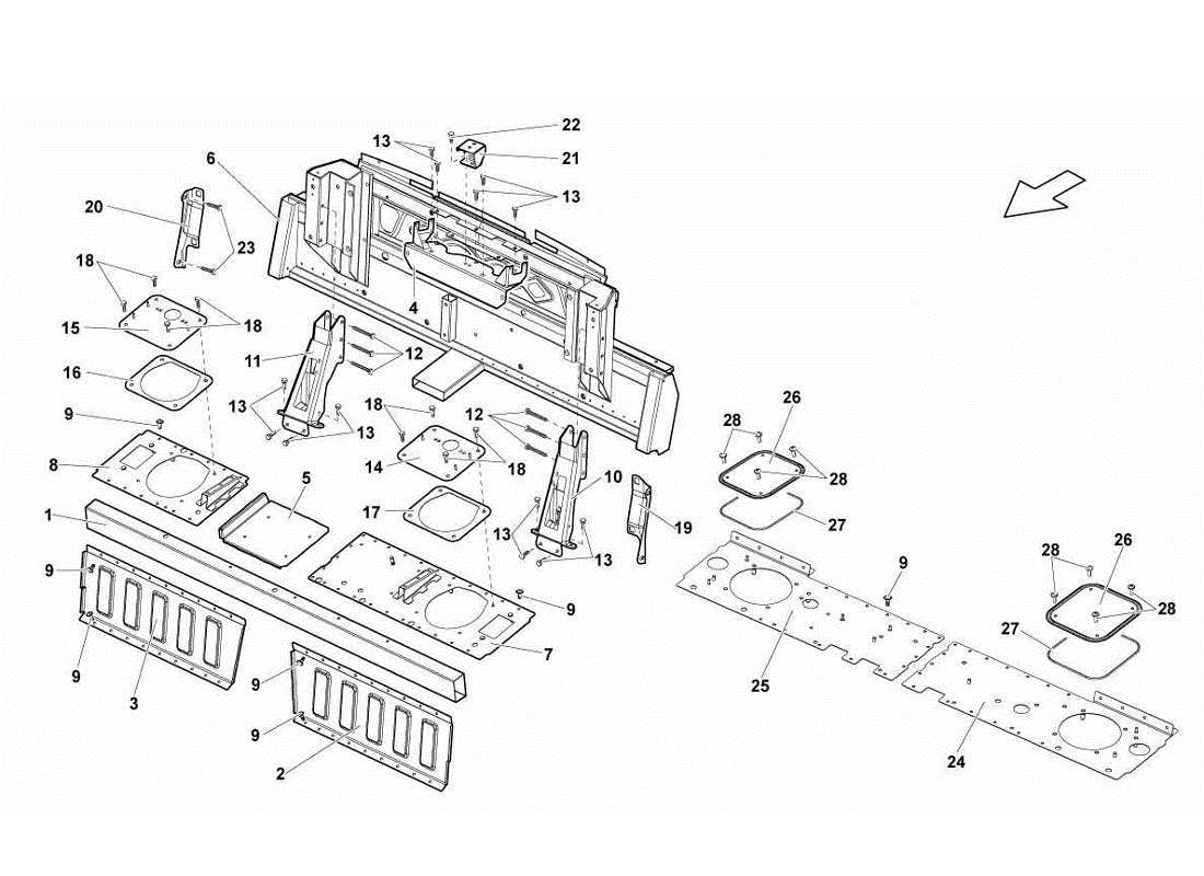 lamborghini gallardo lp560-4s update diagramme des pièces des éléments du cadre central
