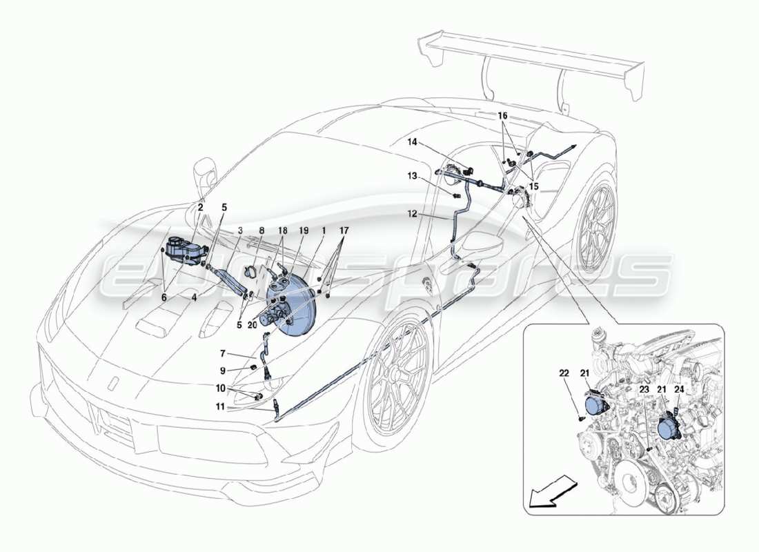 ferrari 488 challenge servo de frein schéma des pièces