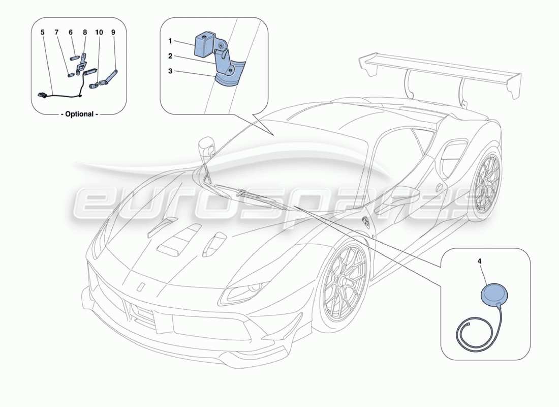 ferrari 488 challenge aérien schéma des pièces