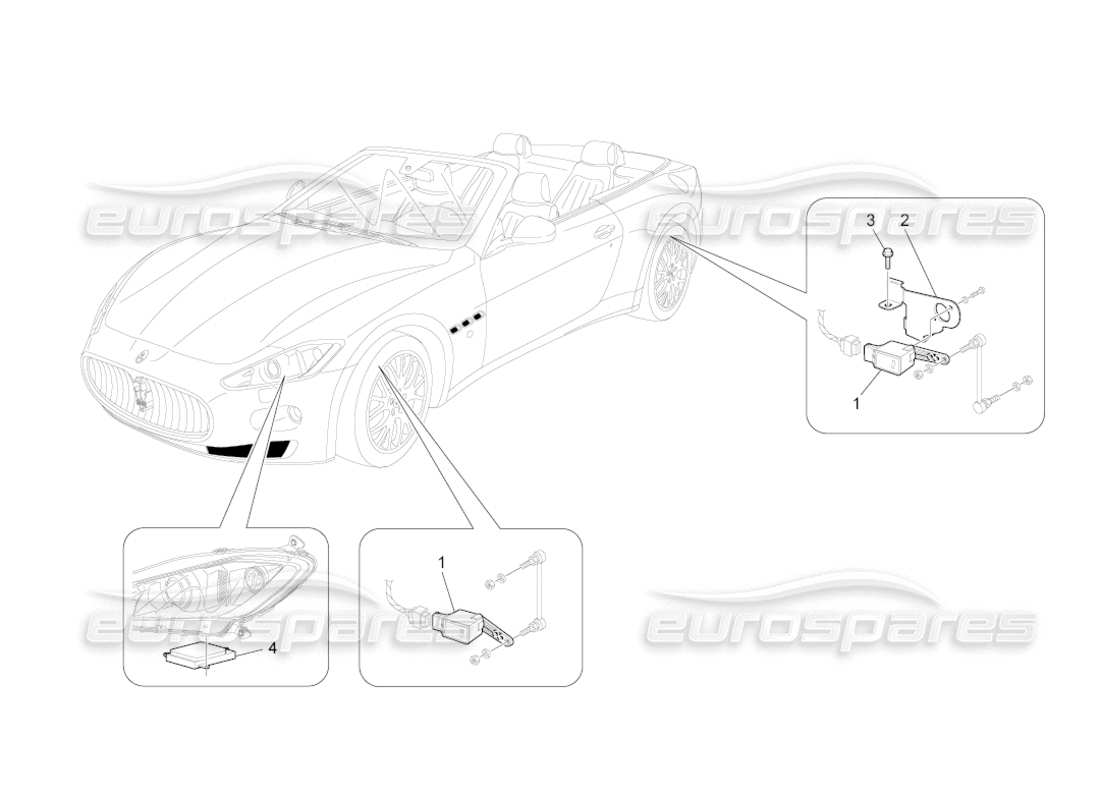 maserati grancabrio (2011) 4.7 contrôle du système d'éclairage schéma des pièces
