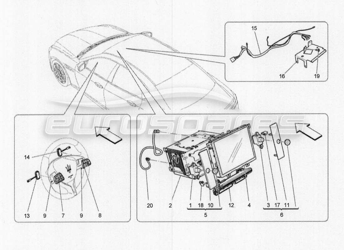 maserati qtp. v8 3.8 530bhp 2014 auto diagramme des pièces du système informatique