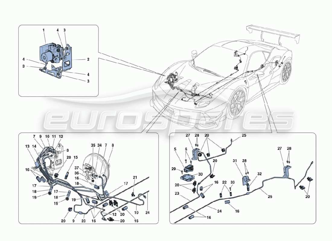 ferrari 488 challenge conduites de frein schéma des pièces