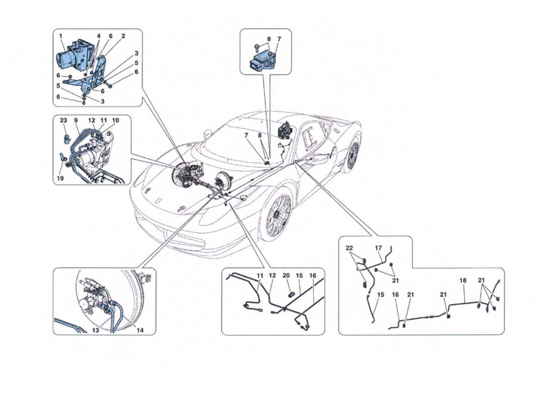 ferrari 458 challenge système de freinage schéma des pièces