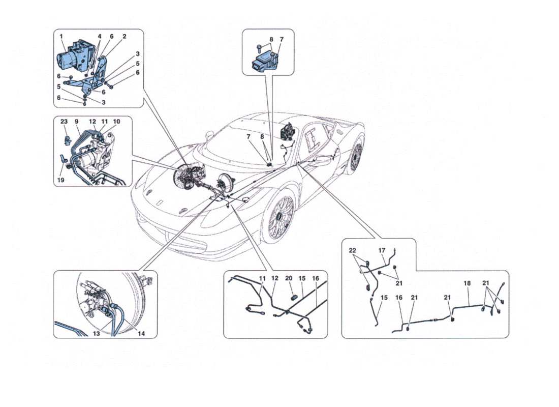 ferrari 458 challenge système de freinage schéma des pièces