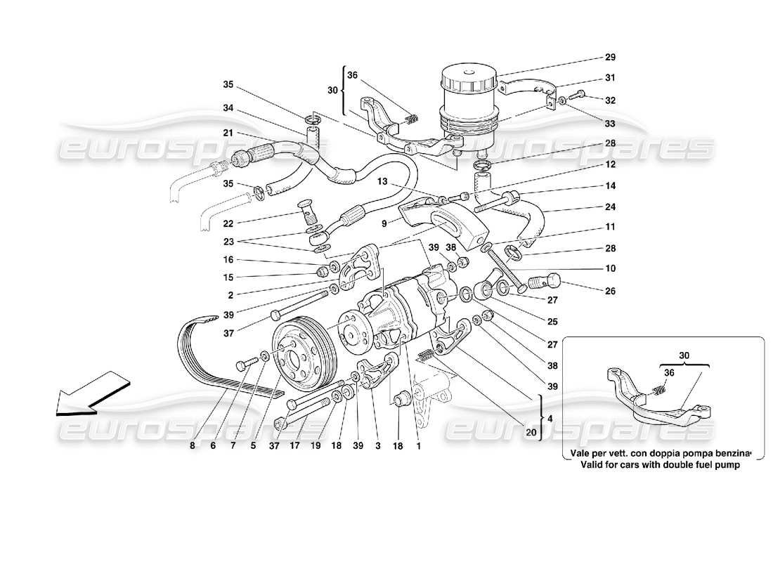 ferrari 355 (2.7 motronic) pompe de direction hydraulique schéma des pièces