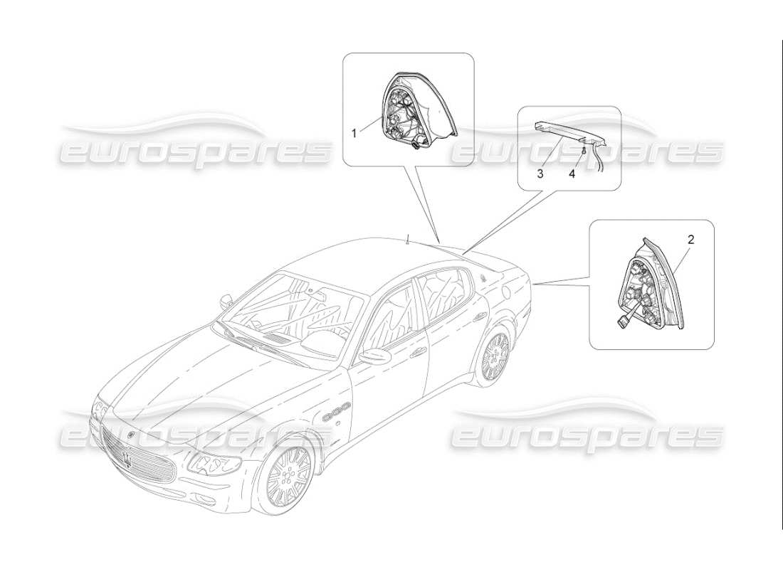 maserati qtp. (2007) 4.2 f1 diagramme des pièces des groupes de feux arrière