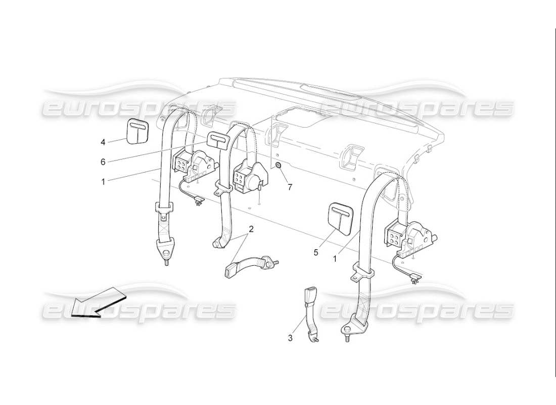 maserati qtp. (2007) 4.2 f1 ceintures de sécurité arrière schéma des pièces