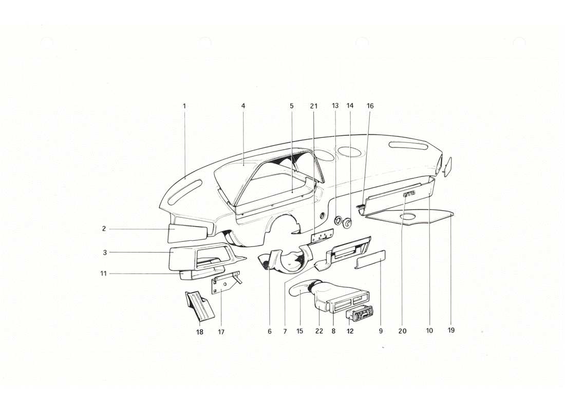 ferrari 208 gtb gts tableau de bord schéma des pièces