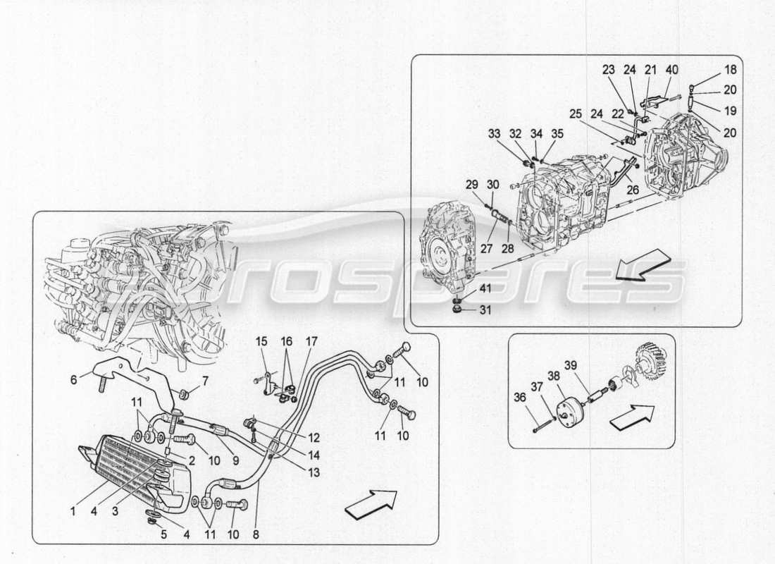 maserati granturismo special edition schéma des pièces de lubrification et de refroidissement de l'huile de boîte de vitesses