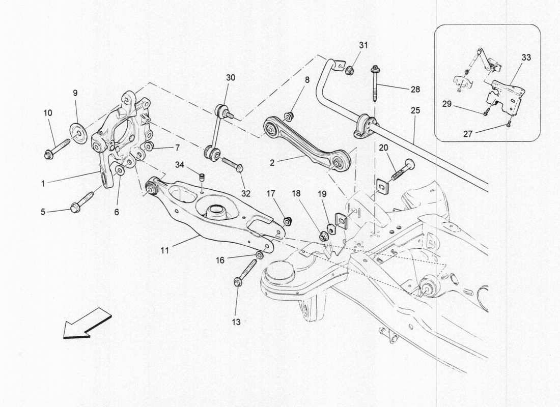 maserati qtp. v6 3.0 tds 275bhp 2017 suspension arrière schéma des pièces