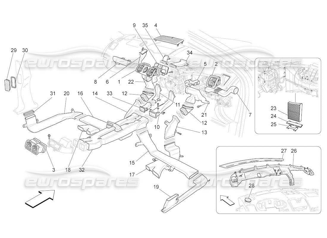 maserati qtp. (2011) 4.2 auto unité a c : diagramme des pièces de diffusion