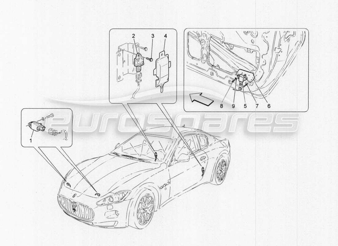 maserati granturismo special edition diagramme des pièces des capteurs de collision