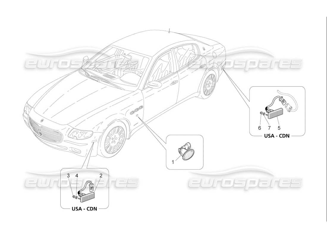 maserati qtp. (2007) 4.2 f1 diagramme des pièces des groupes de feux latéraux