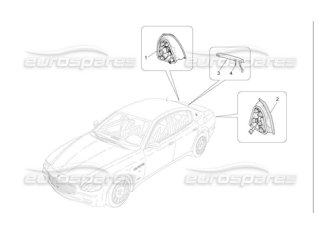 maserati qtp. (2007) 4.2 auto diagramme des pièces des groupes de feux arrière