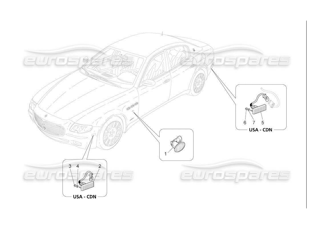 maserati qtp. (2007) 4.2 auto diagramme des pièces des groupes de feux latéraux