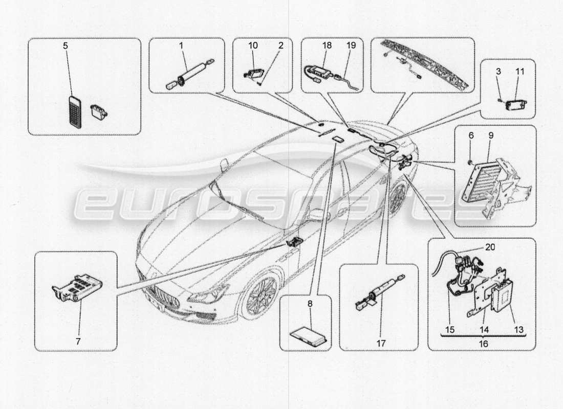 maserati qtp. v8 3.8 530bhp 2014 auto diagramme des pièces du système informatique