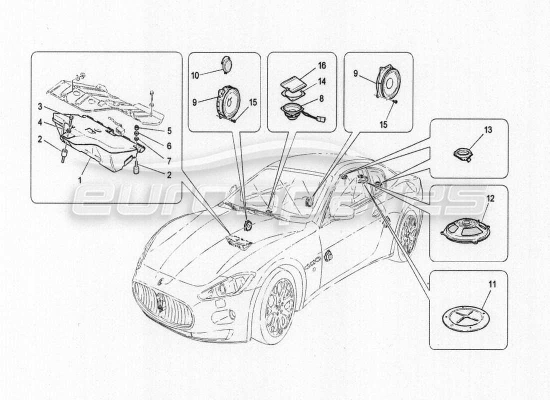 maserati granturismo special edition schéma des pièces du système audio