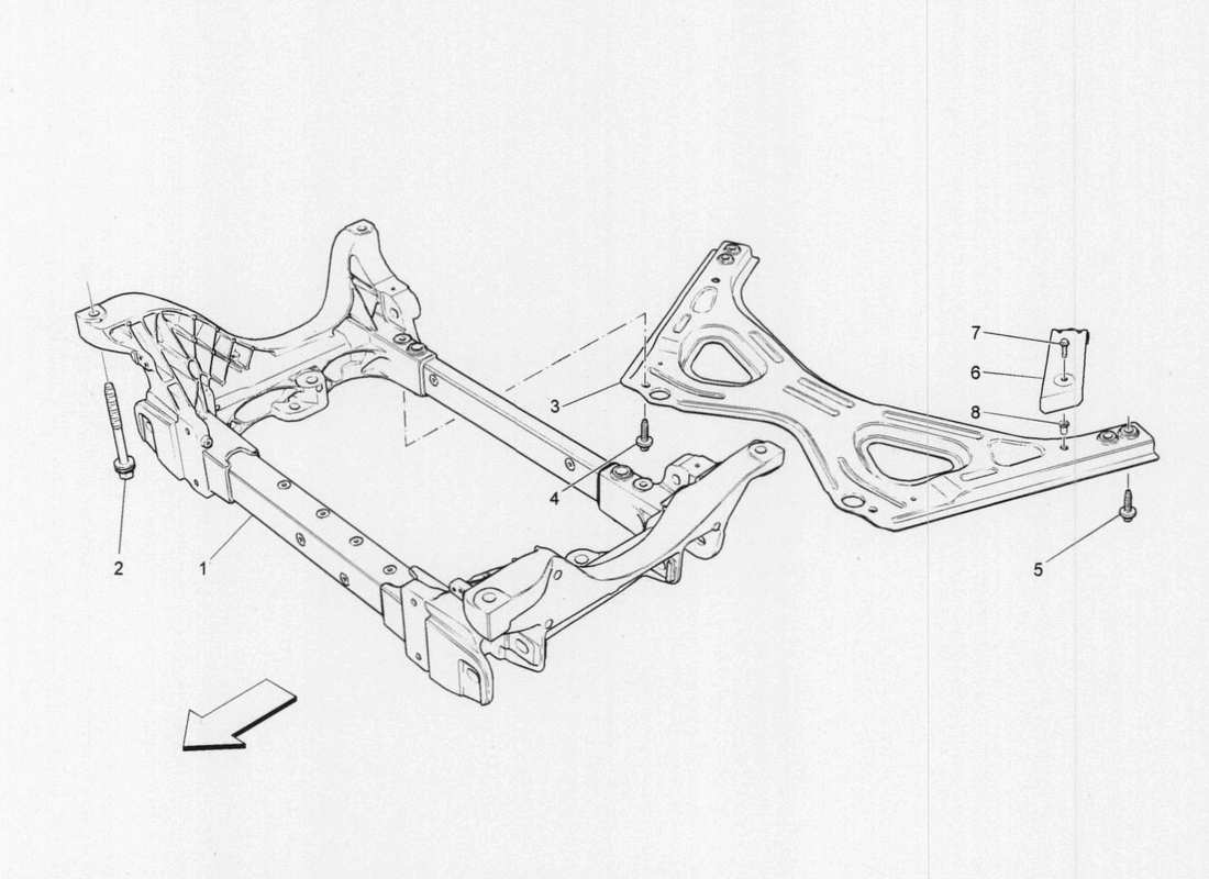 maserati qtp. v6 3.0 tds 275bhp 2017 diagramme des pièces du sous-châssis avant