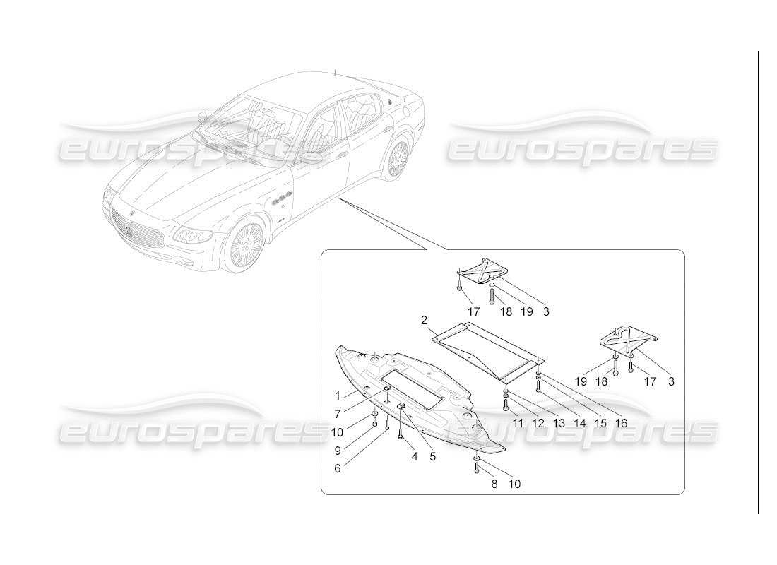 maserati qtp. (2007) 4.2 auto schéma des pièces du soubassement et des protections de soubassement