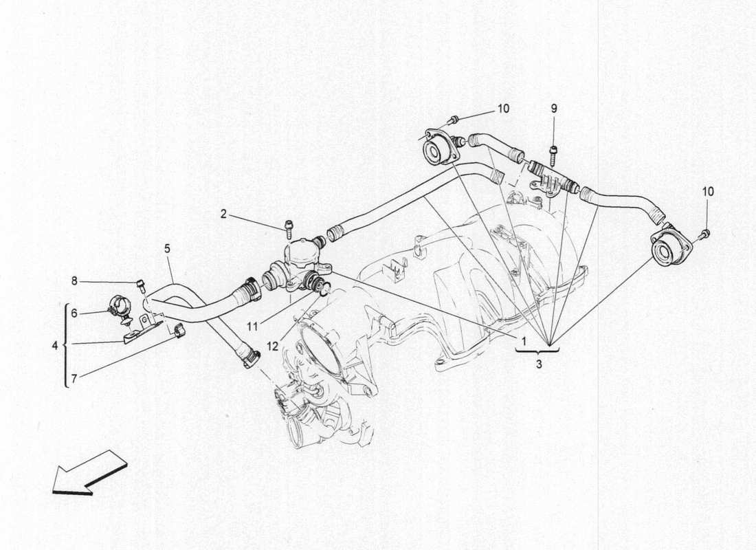 maserati qtp. v6 3.0 bt 410bhp 2015 schéma des pièces du système de recirculation des vapeurs d'huile