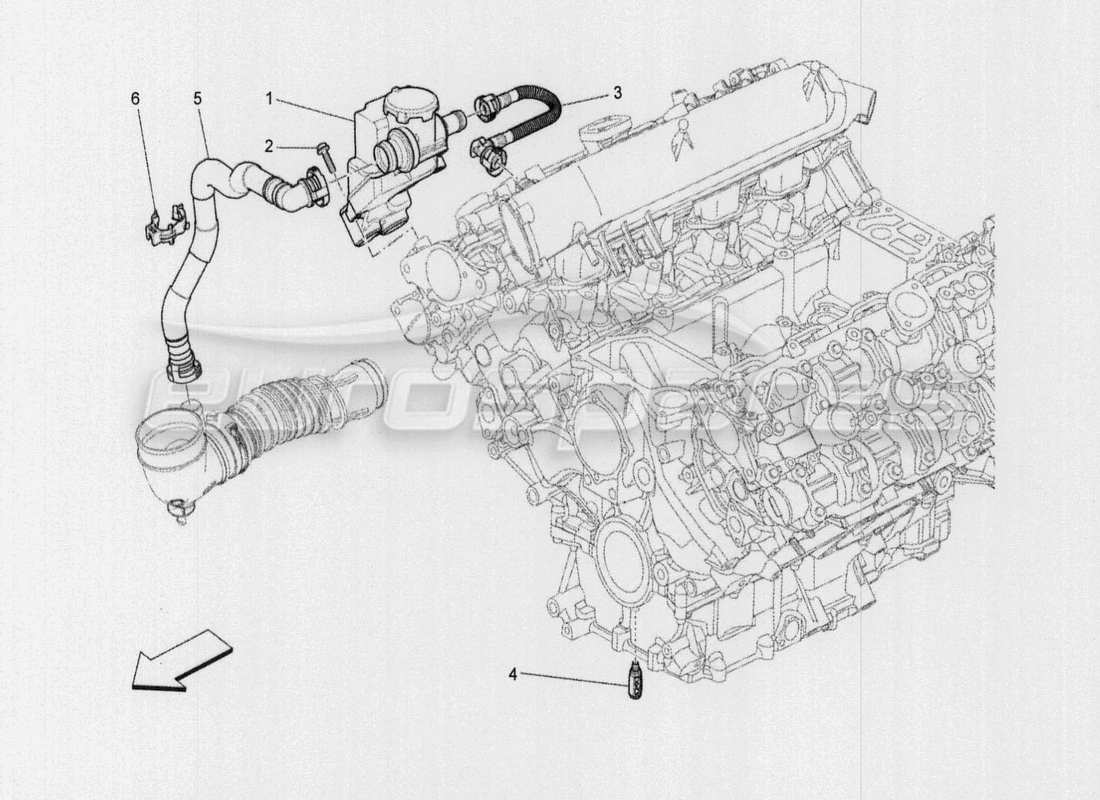 maserati qtp. v8 3.8 530bhp auto 2015 schéma des pièces du système de recirculation des vapeurs d'huile